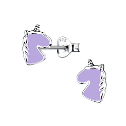 Silver Unicorn Stud Earrings - 17876