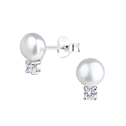 Silver Double Round Stud Earrings - 17848