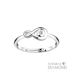 Silver Infinity Adjustable Ring With Natural Diamond - 17061