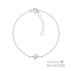 Silver Diamond Shaped Bracelet With Natural Diamond - 17065