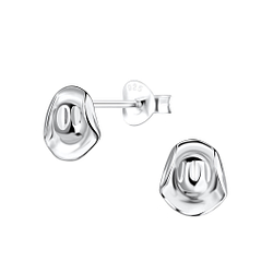 Silver Hat Stud Earrings - 17980
