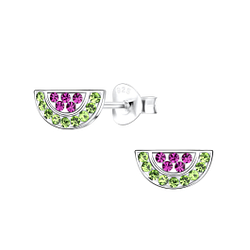 Silver Watermelon Stud Earrings - 17986