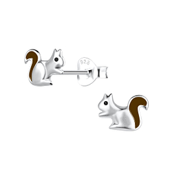 Silver Squirrel Stud Earrings - 17972