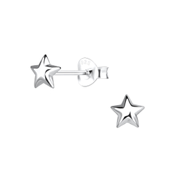 Silver Star Stud Earrings - 18055