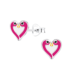 Silver Flamingo Stud Earrings - 18097