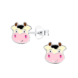 Silver Cow Stud Earrings - 18332