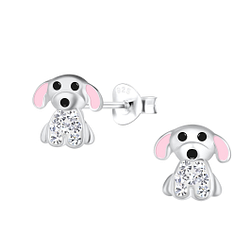 Silver Dog Stud Earrings - 18108