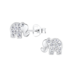Silver Elephant Stud Earrings - 18022