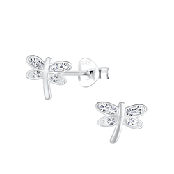 Silver Dragonfly Stud Earrings - 17647