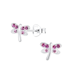 Silver Dragonfly Stud Earrings - 18019
