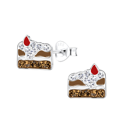 Silver Cake Stud Earrings - 18815