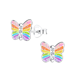 Silver Butterfly Stud Earrings - 18248