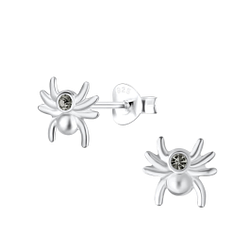 Silver Spider Stud Earrings - 18349