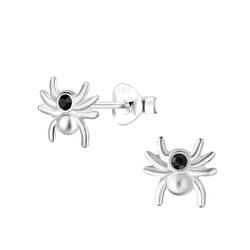 Silver Spider Stud Earrings - 18349