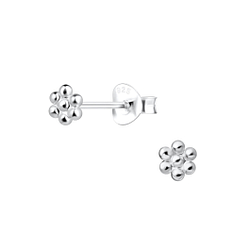 Silver Flower Stud Earrings - 18123
