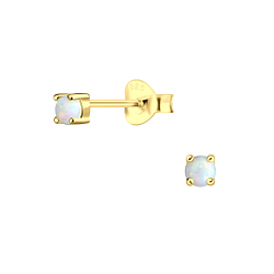3mm Opal Silver Stud Earrings - 18337