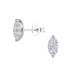 Silver Marquise Stud Earrings  - 18188