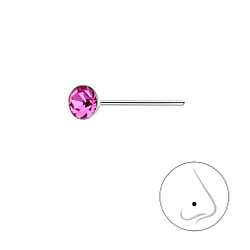 3.5mm Round Crystal Silver Nose Stud - 18352
