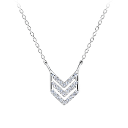 Silver Chevron Necklace - 18514
