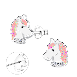 Silver Unicorn Stud Earrings - 18422