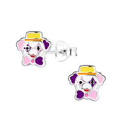 Silver Clown Stud Earrings - 18443 Silver Clown Stud Earrings - 18443