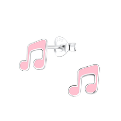 Silver Musical Note Stud Earrings - 18320