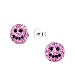 Silver Smiley Face Stud Earrings - 19088