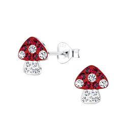 Silver Mushroom Stud Earrings - 18385