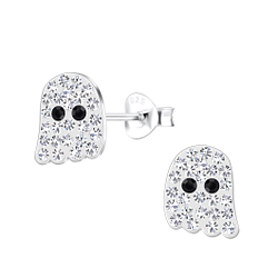 Silver Ghost Stud Earrings - 19085