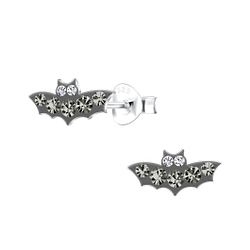 Silver Bat Stud Earrings - 19113