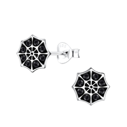 Silver Spider Web Stud Earrings - 19168 Silver Spider Web Stud Earrings - 19168