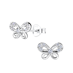 Silver Butterfly Stud Earrings - 18728