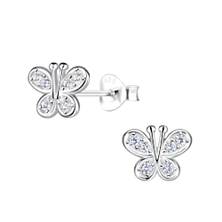 Silver Butterfly Stud Earrings - 18510