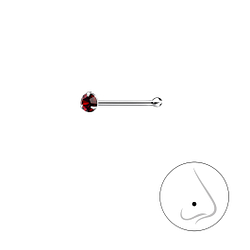 2mm Round Crystal Silver Nose Stud With Ball - 3318