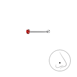 1.5mm Round Crystal Silver Nose Stud With Ball - Wholesale - 8847