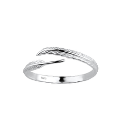 Silver Opened Feather Ring - 18402