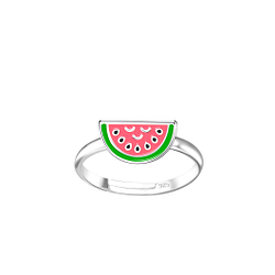 Silver Watermelon Adjustable Ring - 15138