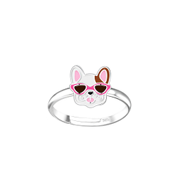 Silver French Bulldog Adjustable Ring - 15024