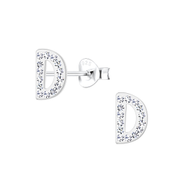 Silver Letter D Stud Earrings - 18701