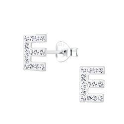 Silver Letter E Stud Earrings - 18705