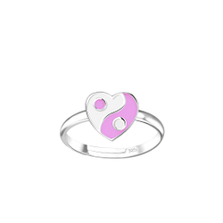 Silver Yin Yang Heart Adjustable Ring - 18824