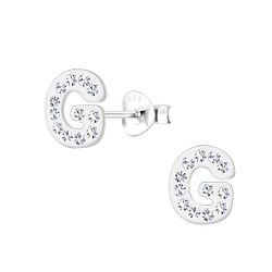 Silver Letter G Stud Earrings - 18706