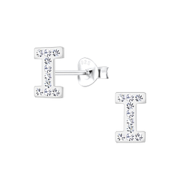 Silver Letter I Stud Earrings - 18707