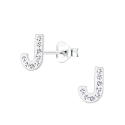 Silver Letter J Stud Earrings - 18709 Silver Letter J Stud Earrings - 18709