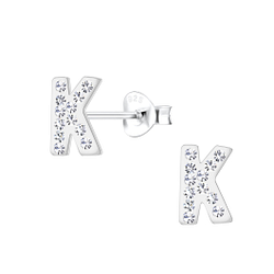 Silver Letter K Stud Earrings - 18710