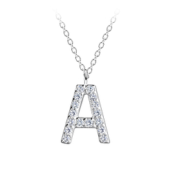 Silver Letter A Necklace - 18893