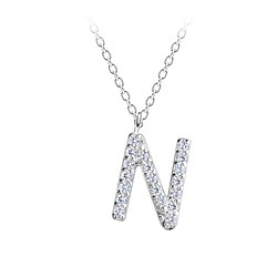 Silver Letter N Necklace - 18891