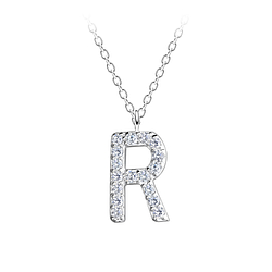 Silver Letter R Necklace - 18892