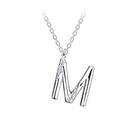 Silver Letter M Necklace - 18904