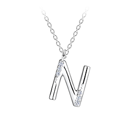 Silver Letter N Necklace - 18905